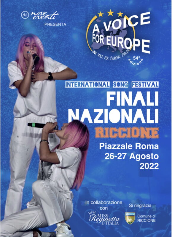 A Voice for Europe – Una voce per l’Europa, Italia il 26 agosto le semifinali e sabato 27 la finale a Riccione
